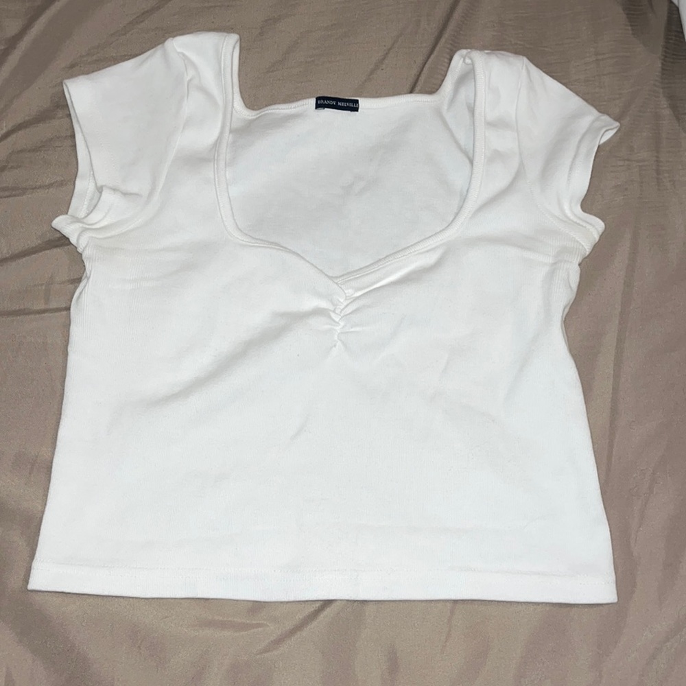 White ruched brandy melville crop top